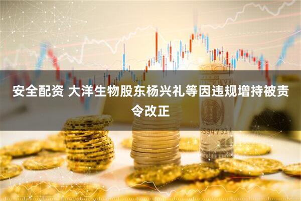 安全配资 大洋生物股东杨兴礼等因违规增持被责令改正